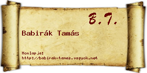 Babirák Tamás névjegykártya